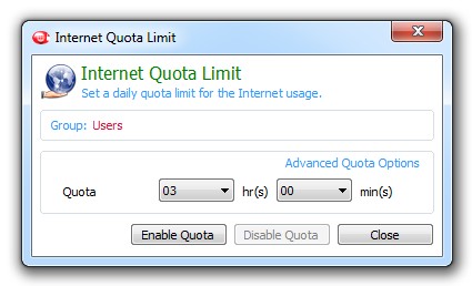 Employee Internet quota control