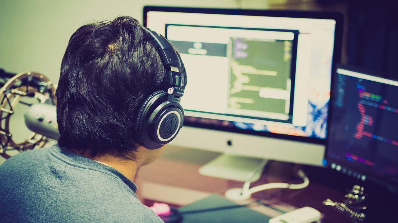 Man using software on his computer