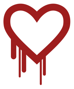 Red, dripping paint in the shape of a heart make the Heartbleed Bug logo.