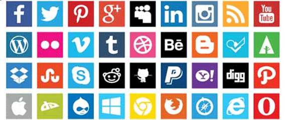 Grid of social media company logos