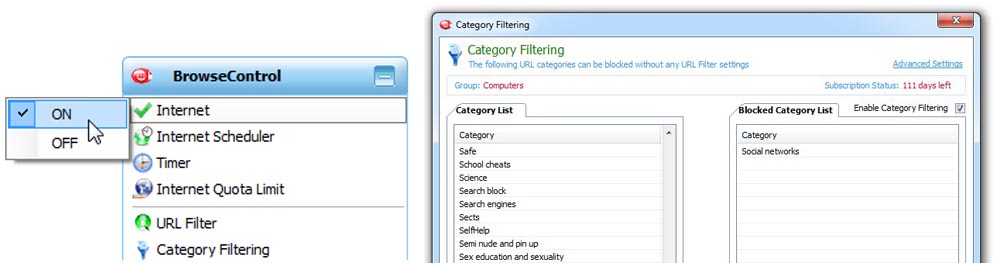 Use Category Filtering to block Facebook with BrowseControl web filter