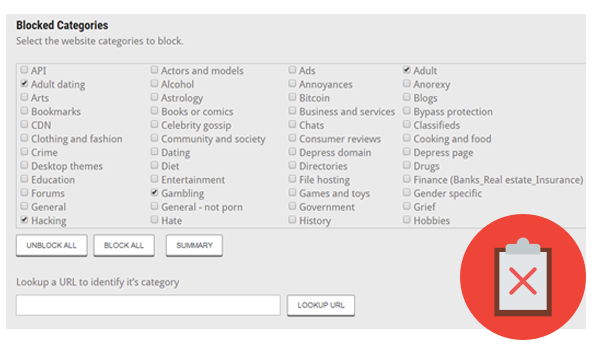 Category Filtering Block Websites