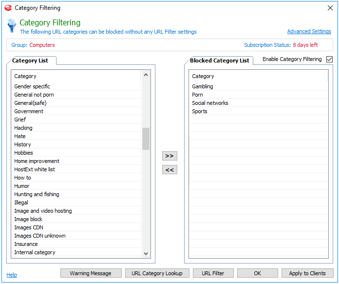 Block facebook with BrowseControl Web Filter