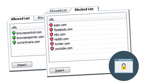 BrowseControl allowed and blocked lists with URLs added to both.