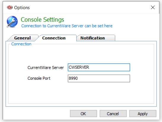 Tools-cwConsole-Settings-cwServer