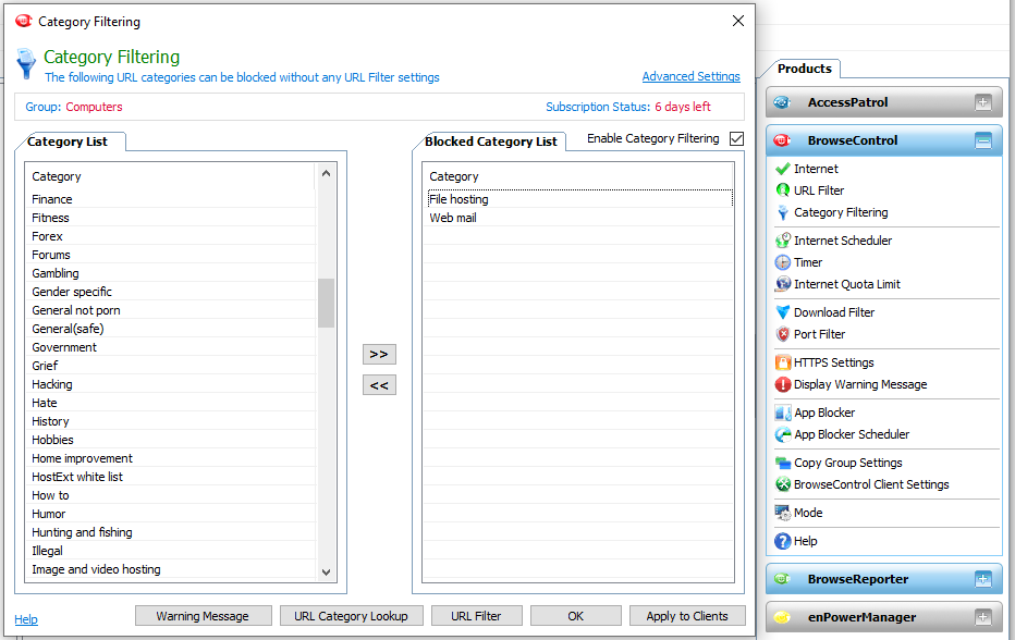 BrowseControl Web Filter - Category Filtering - Block Websites