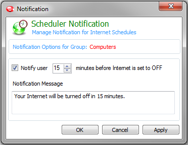 Internet Scheduler Notification