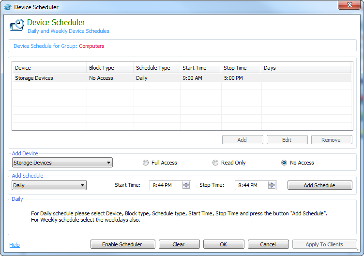 Scheduling Device Access