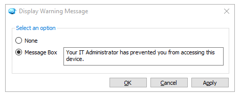 Blocked Device Warning Message