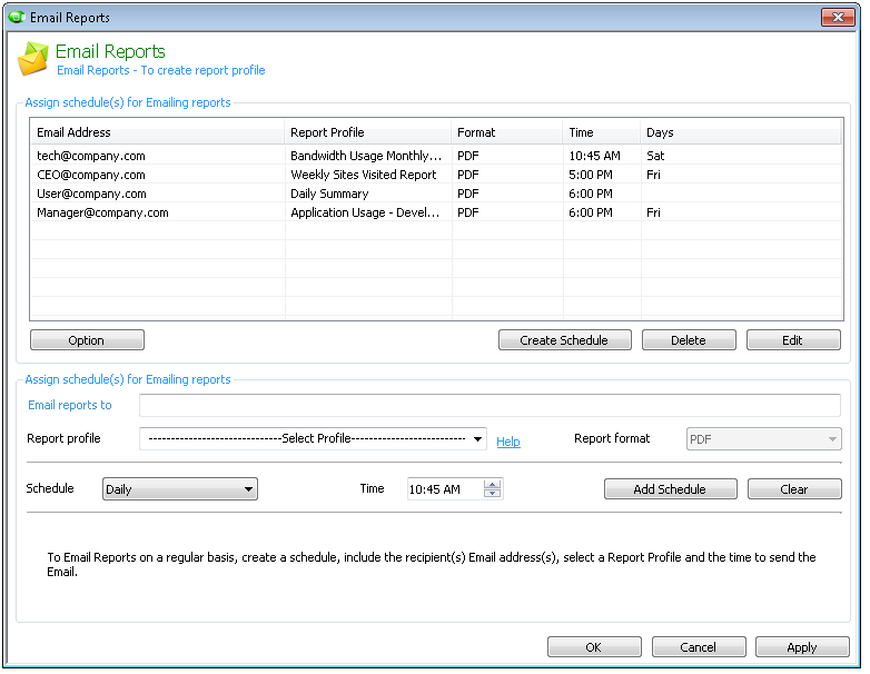 Schedule Email Reports