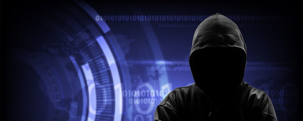 Image: Computer Spy, Shadowy Figure with digital background