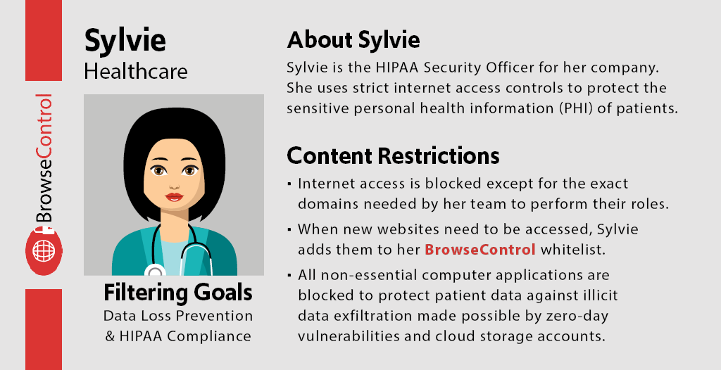 web filtering use case - Sylvie, filtering the web for data security and HIPAA compliance