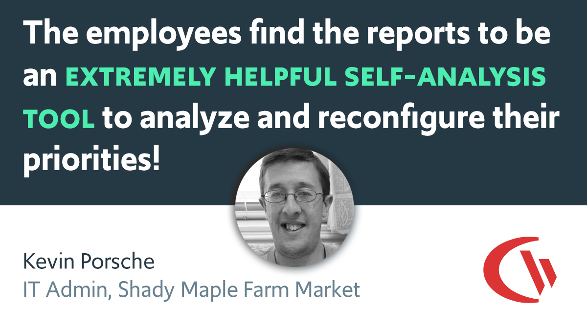“The employees find the reports to be an extremely helpful self-analysis tool, and use the reports to analyze and reconfigure priorities!”