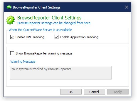 Client settings, BrowseReporter employee internet monitoring software
