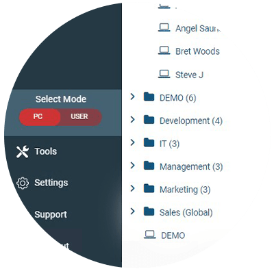 BrowseControl web filter screenshot with computer and user mode