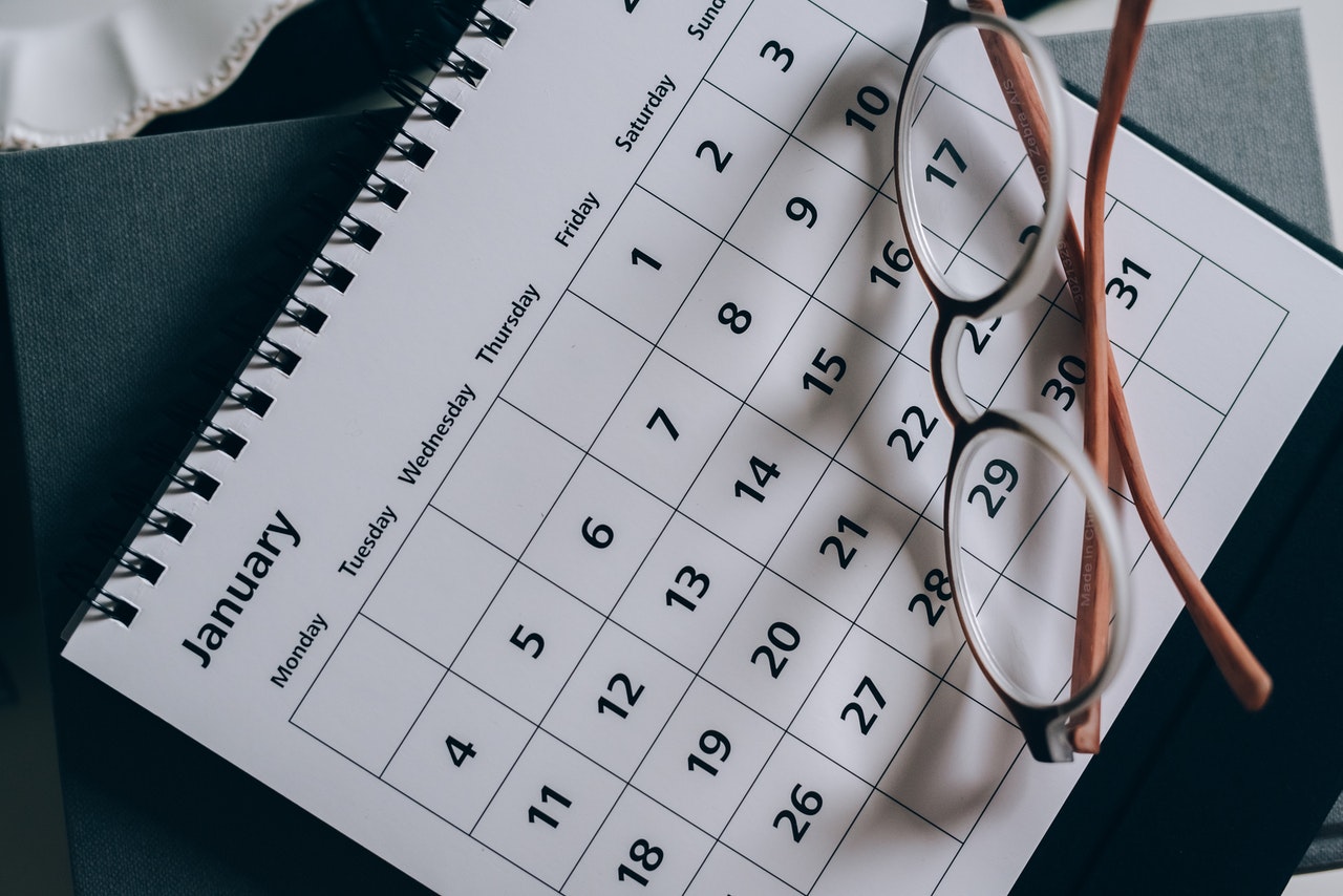 Brown Framed Eyeglasses on calendar