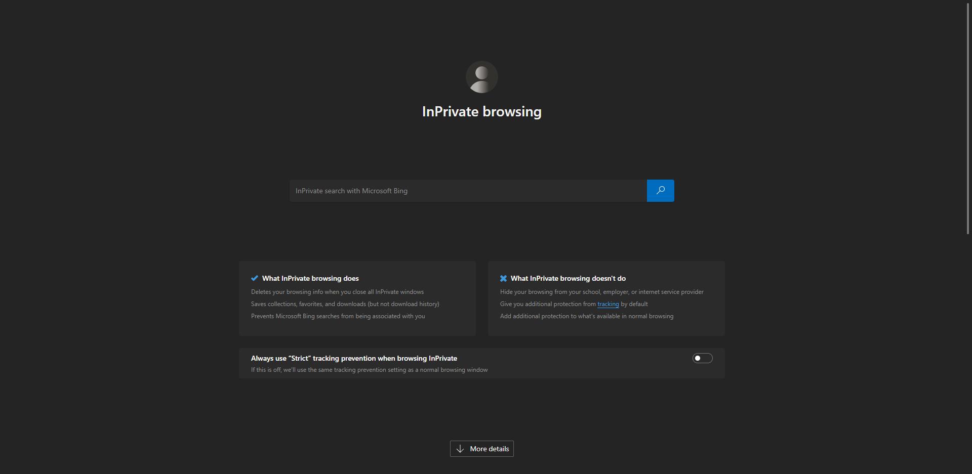 Microsoft Edge InPrivate Browsing window