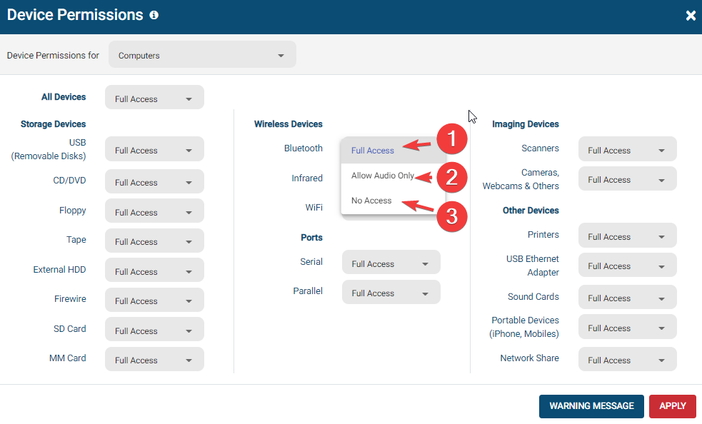 Device permissions Bluetooth