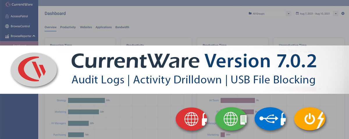 CurrentWare version 7.0.2: Audit logs, activity drilldown, USB file blocking