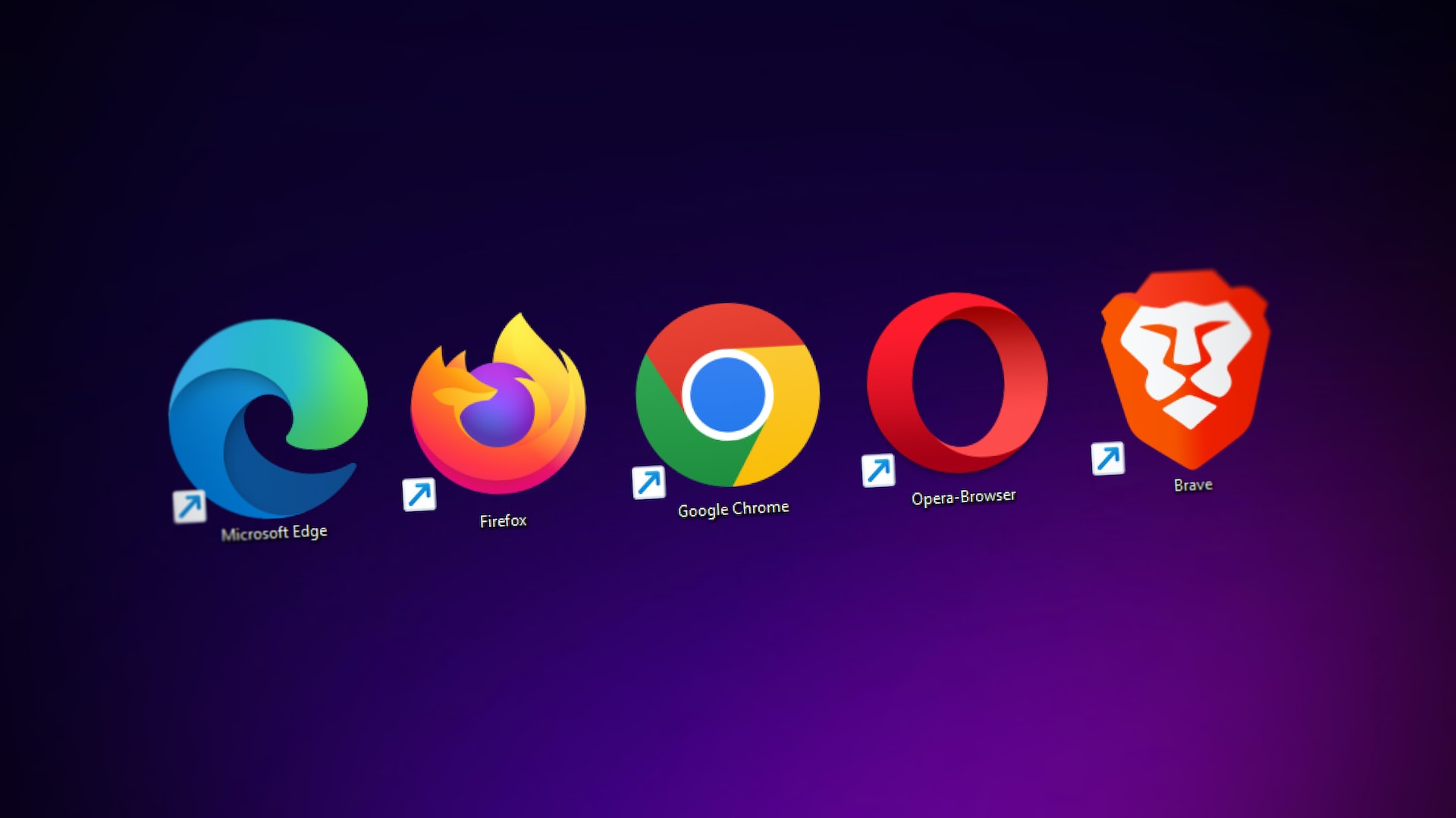 web browser logos: microsoft edge, firefox, google chrome, opera, and brave