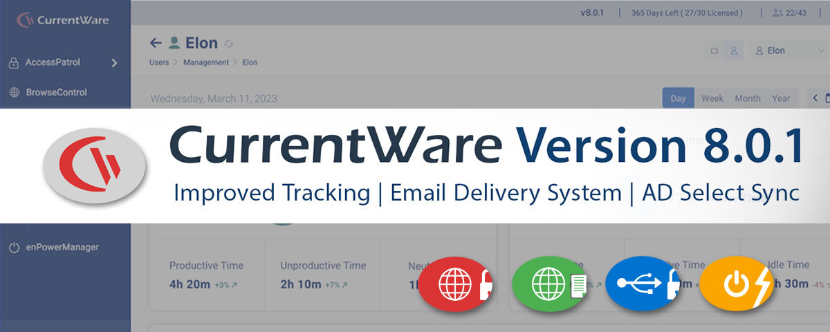 CurrentWare version 8.0.1: Improved tracking, email delivery system, and AD select sync